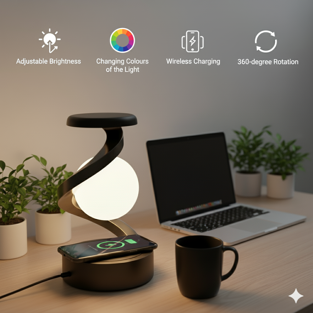 Celestial Vortex Moon Lamp w/ Wireless charging + Touch Control